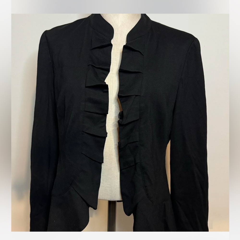 INC international blazer Elegant Black Ruffled Women's ruffles long sleeve M